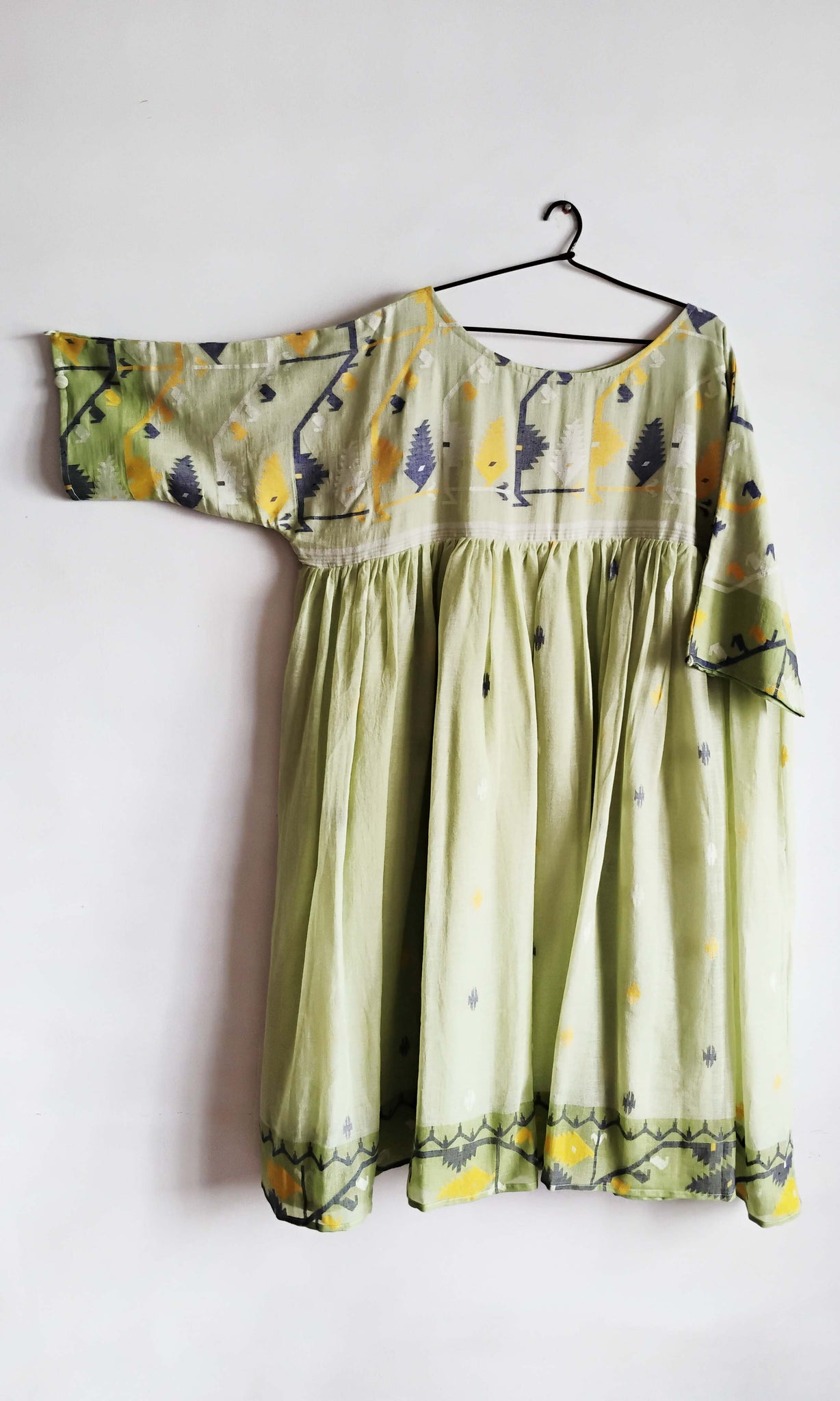 y35 Jamdani Flare Dress | Hand Woven Cotton | Sizes : Small, Medium & Large | Click To Find Size Chart | Ready To Ship