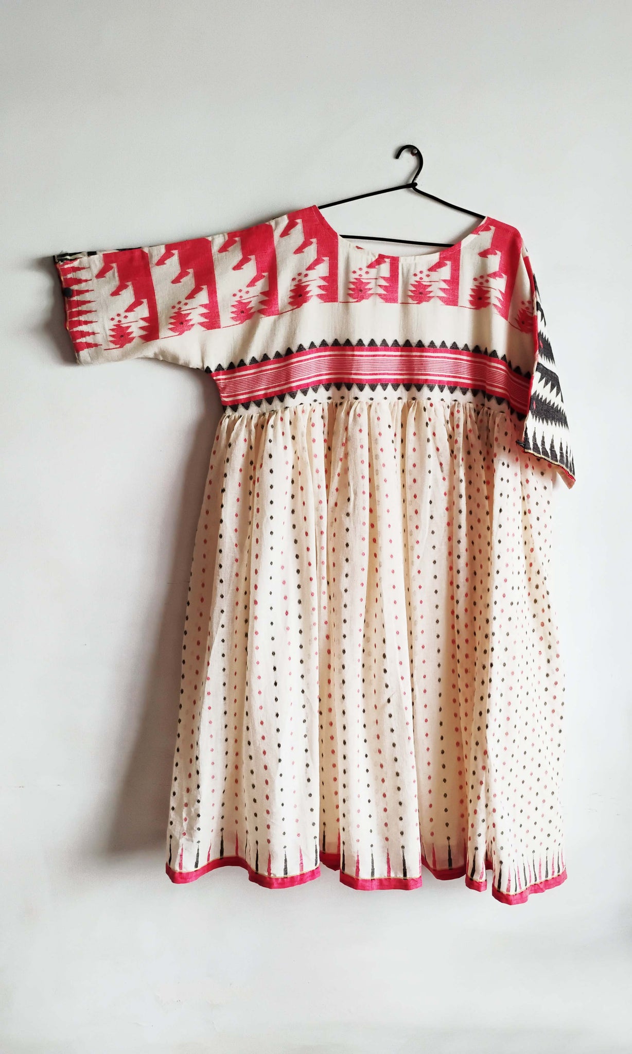 y20 Jamdani Flare Dress | Hand Woven Cotton | Sizes : Small, Medium & Large | Click To Find Size Chart | Ready To Ship