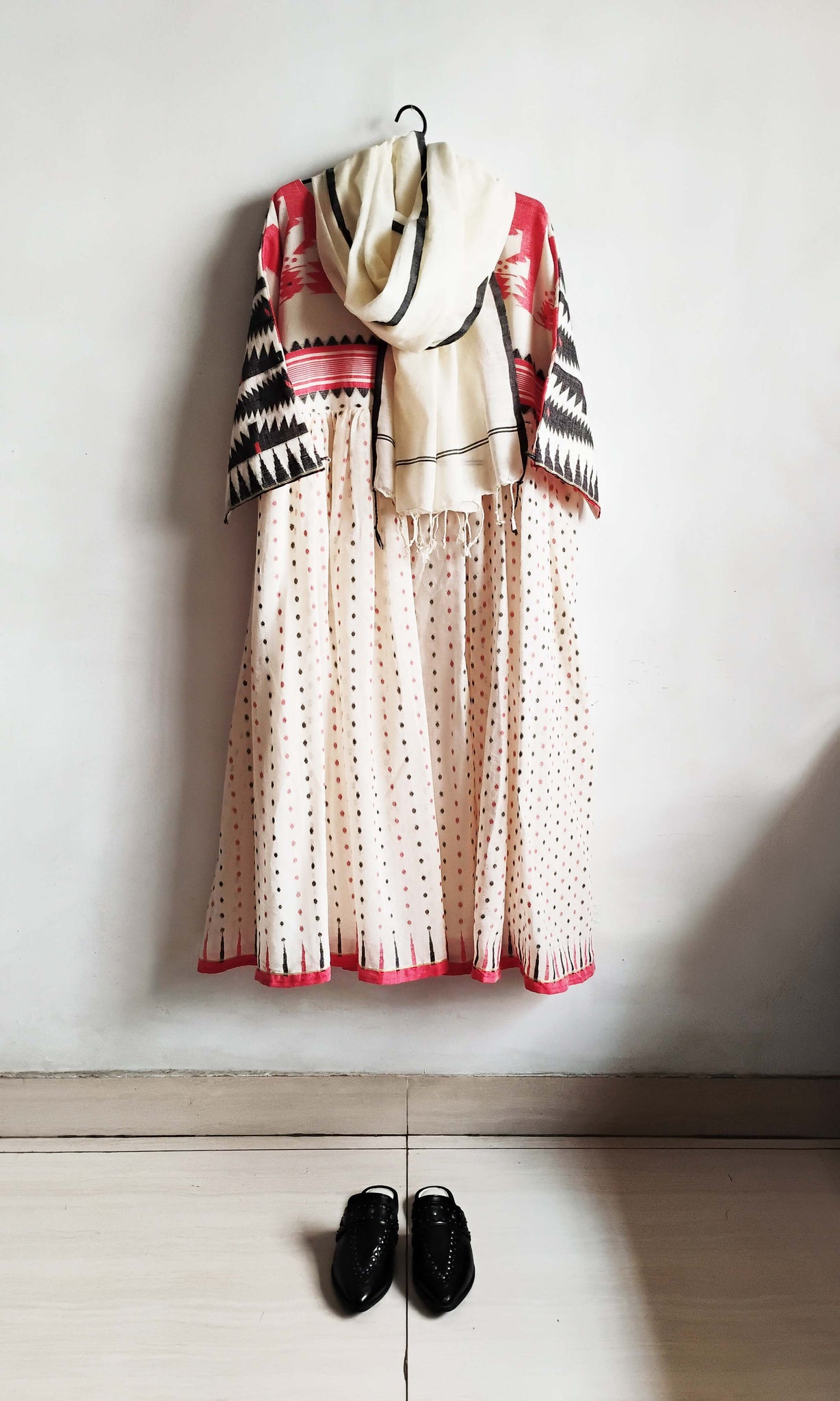 y20 Jamdani Flare Dress | Hand Woven Cotton | Sizes : Small, Medium & Large | Click To Find Size Chart | Ready To Ship