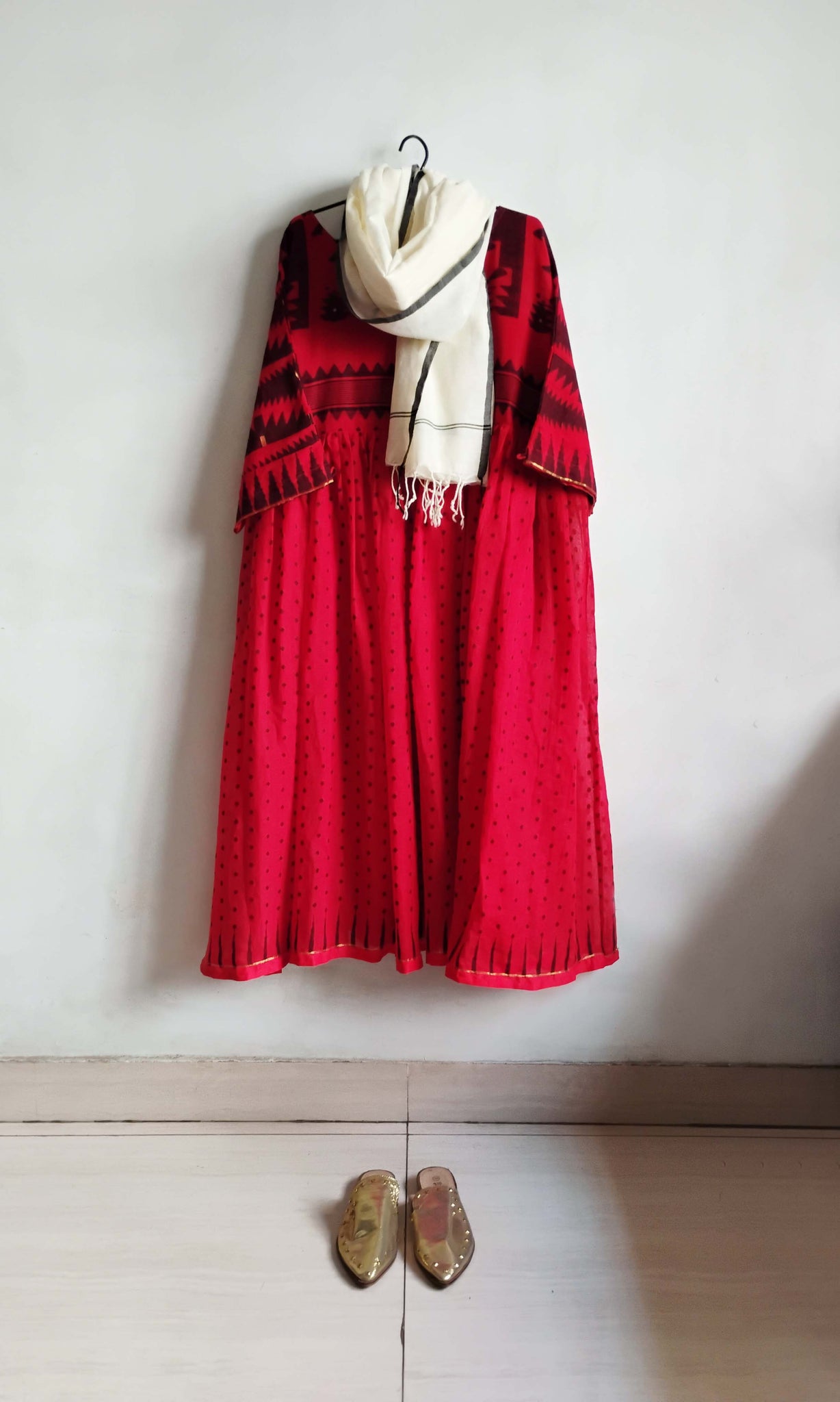 y22 Jamdani Flare Dress | Hand Woven Cotton | Sizes : Small, Medium & Large | Click To Find Size Chart | Ready To Ship