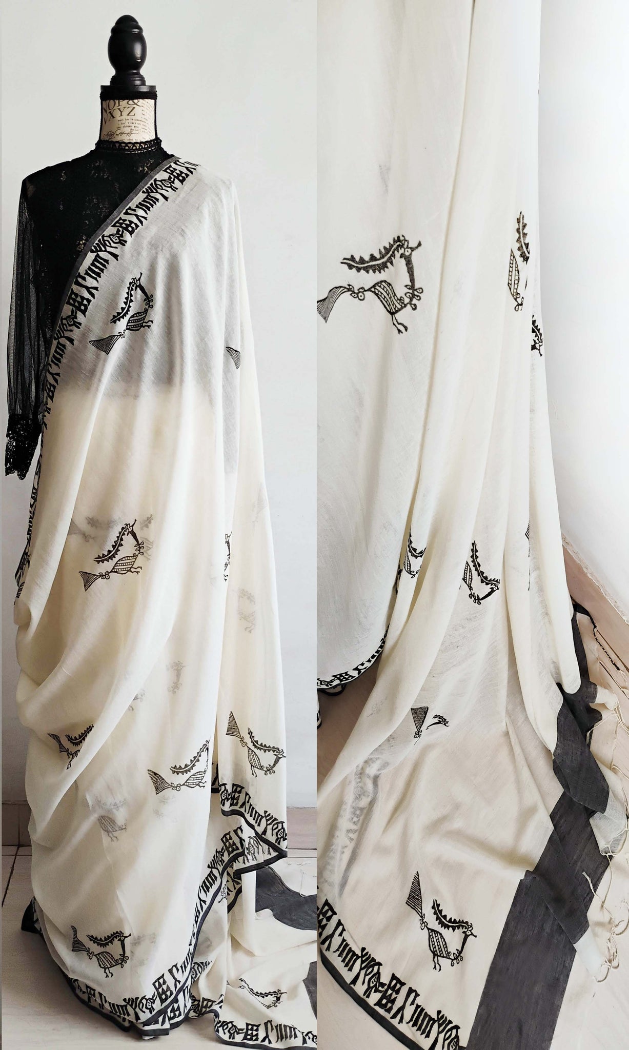 y24 Harappa Hand Block Printed Sari | Soft Cotton | Ready To Ship