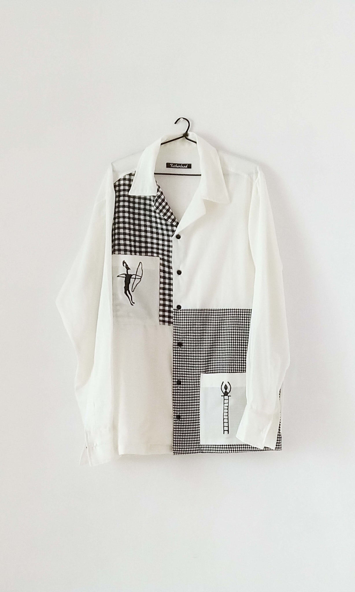 f17 Slouch Shirt With Cuban Collar | Tepe Musiyan Trail Motif | Hand Block Printed Cotton | For Women & Men | Sizes : Small, Medium & Large | Click To Find Size Chart | Ready To Ship
