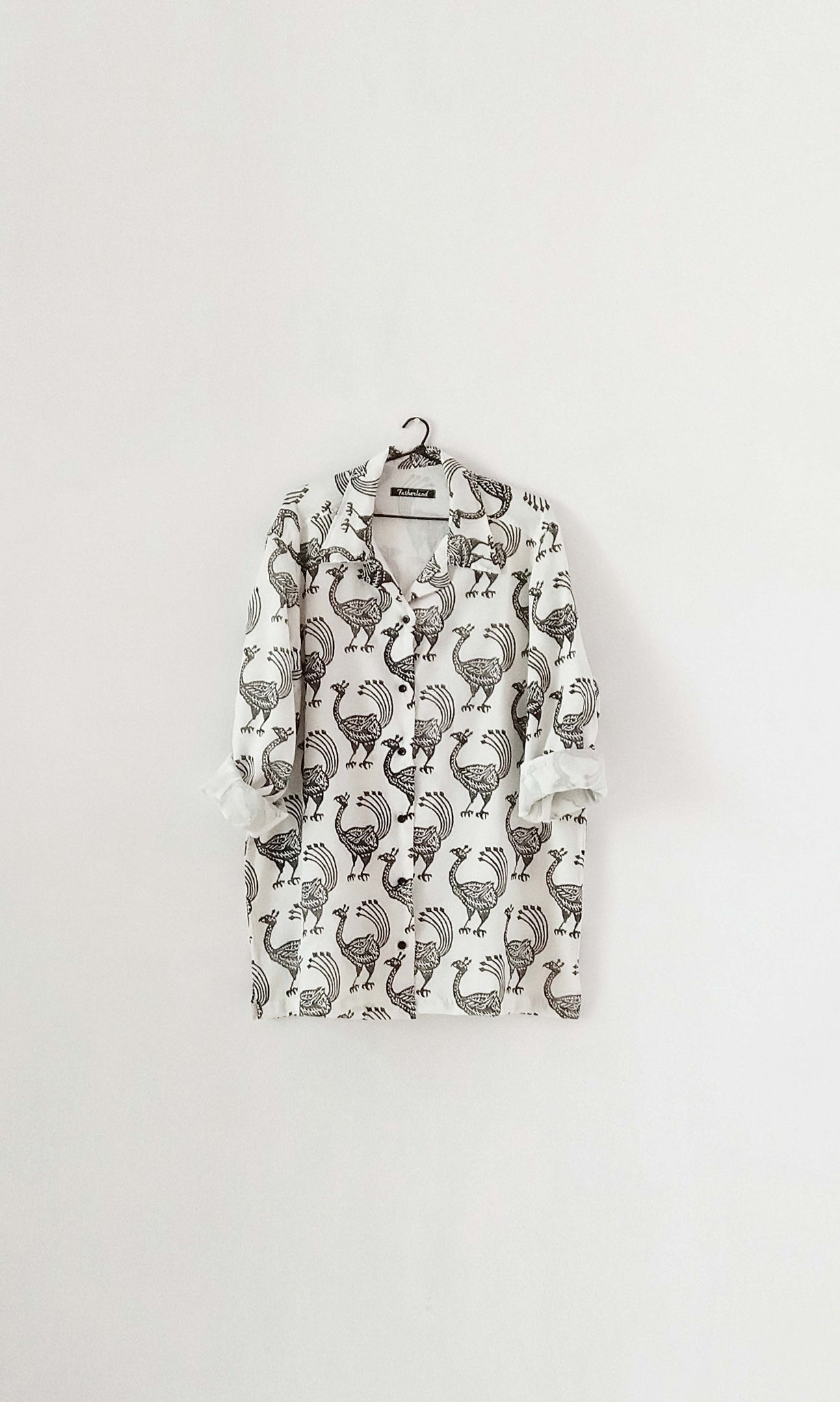 f14 Slouch Shirt With Cuban Collar | Kond Trail Imprint | Hand Block Printed Cotton | For Women & Men | Sizes : Small, Medium & Large | Click To Find Size Chart | Ready To Ship