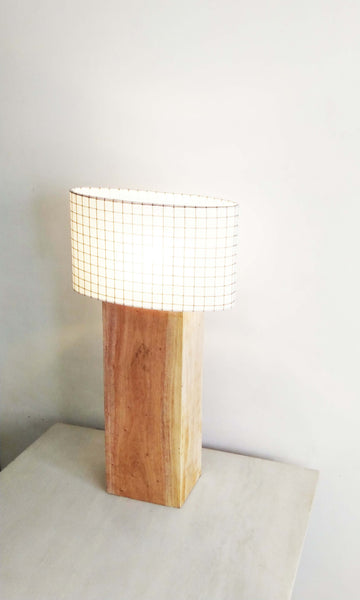 b20 Table Lamp | Mahogany Wood & Cotton