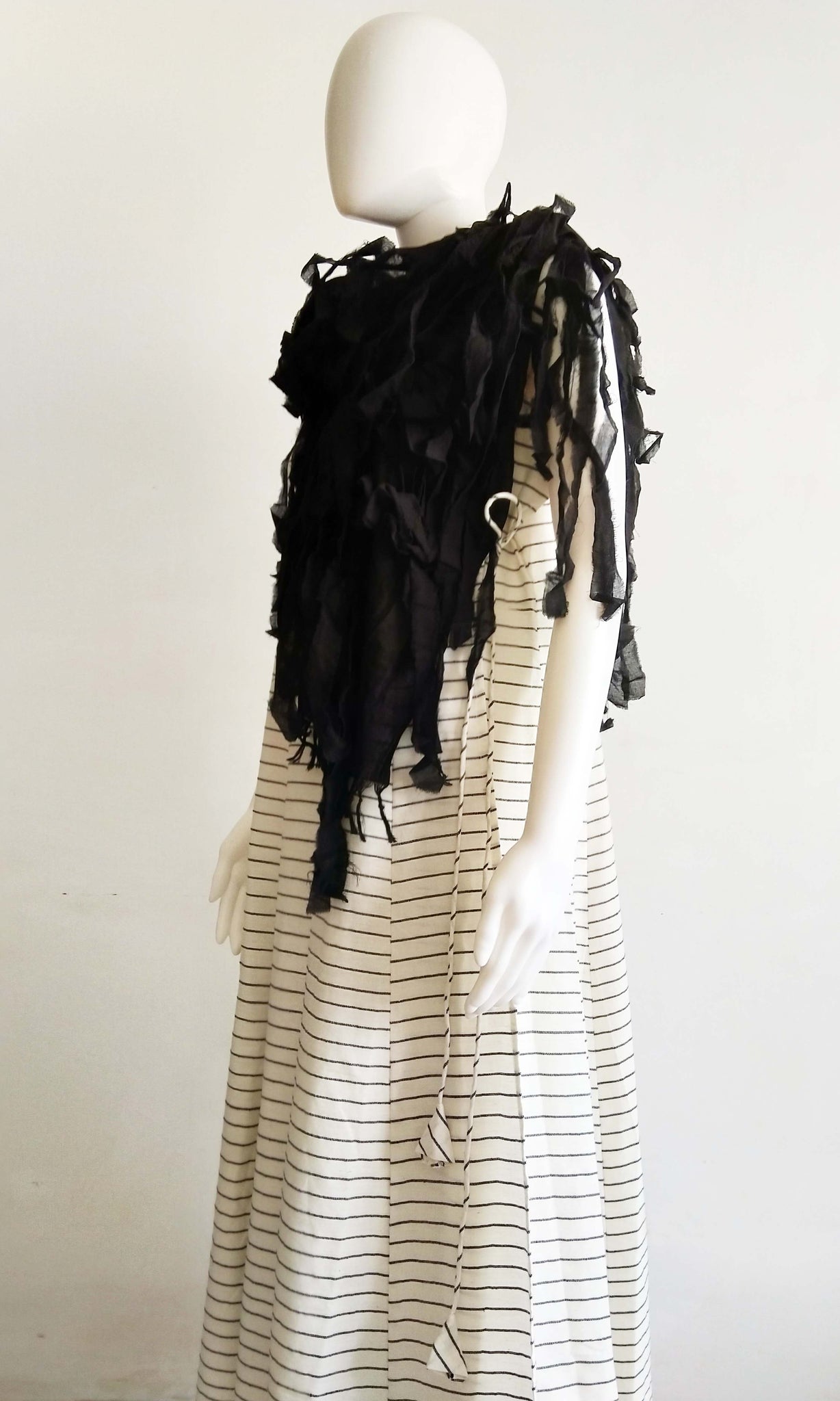 c35 Multipanel Tie Up Dress + Hand Textured Cotton Scarf | Hand Woven Cotton | Free Size ( Fits Sizes Small To Large ) | Ready To Ship