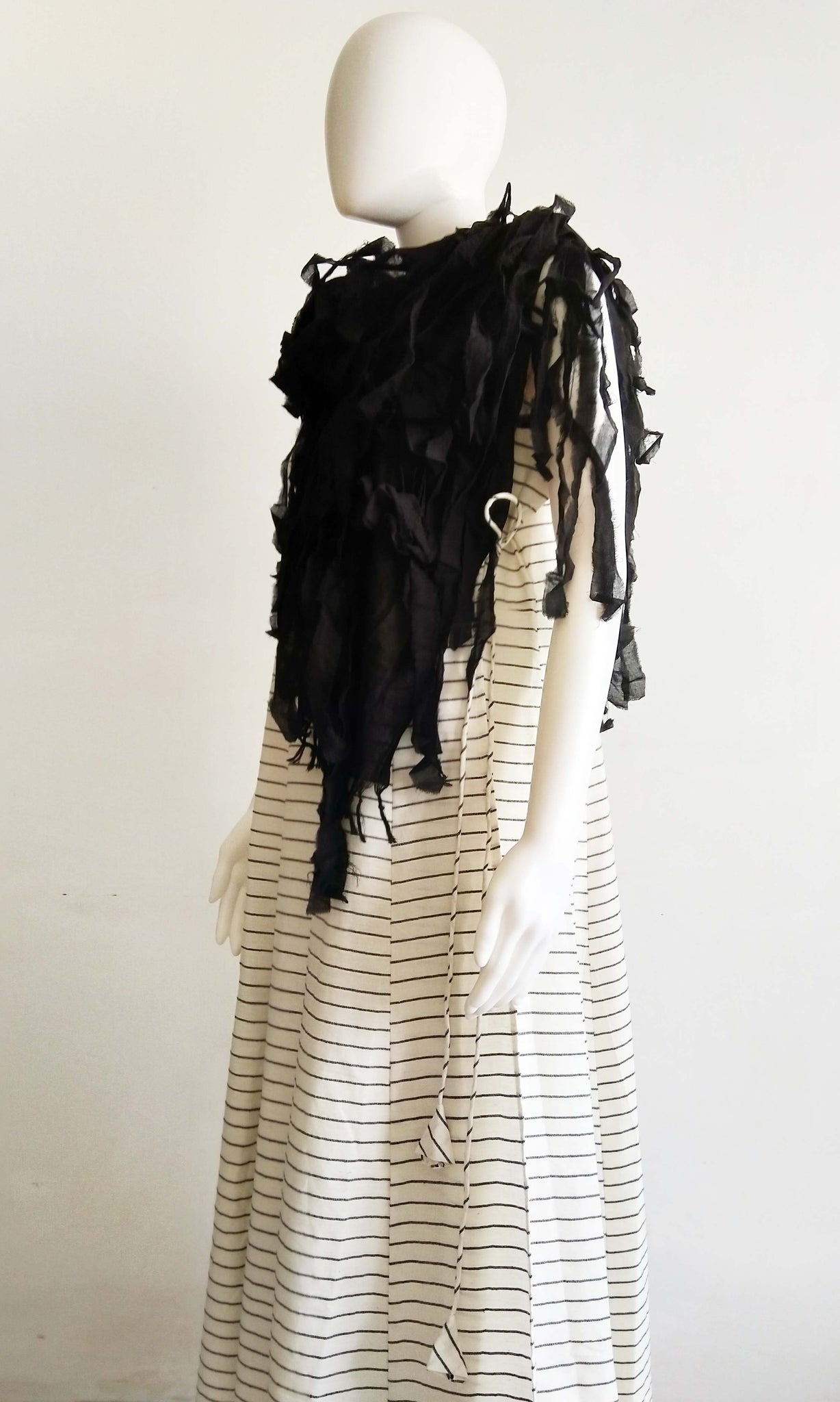c66 Multipanel Tie Up Dress + Hand Textured Cotton Scarf | Hand Woven Cotton | Free Size ( Fits Sizes Small To Large ) | Ready To Ship