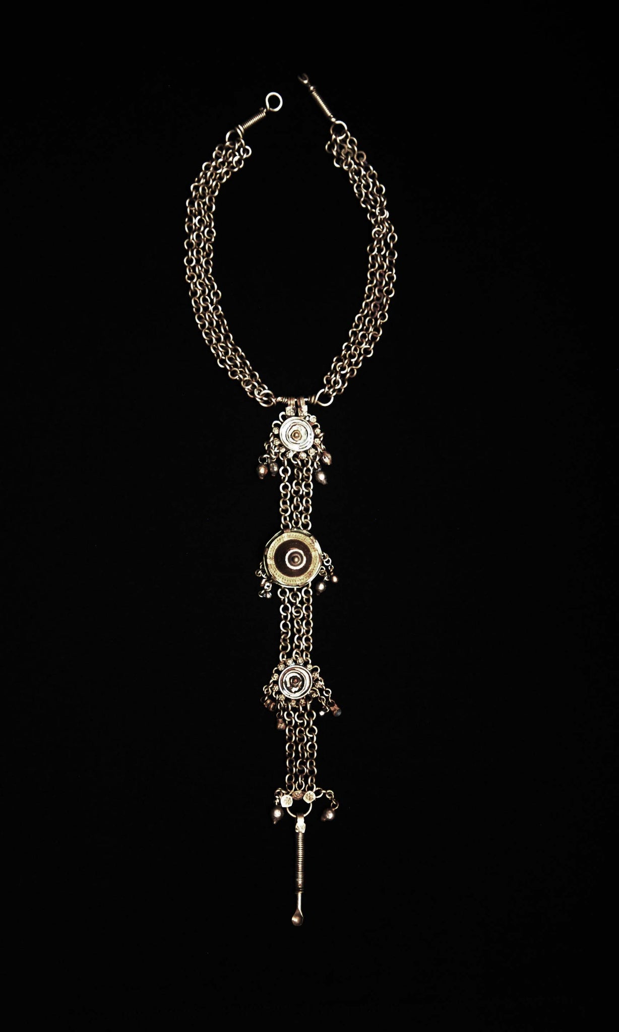 x26 Sankli Lariat Neckpiece | Costume Jewellery | Alloy Of Silver & Nickel | Rustic Finish | Ready To Ship