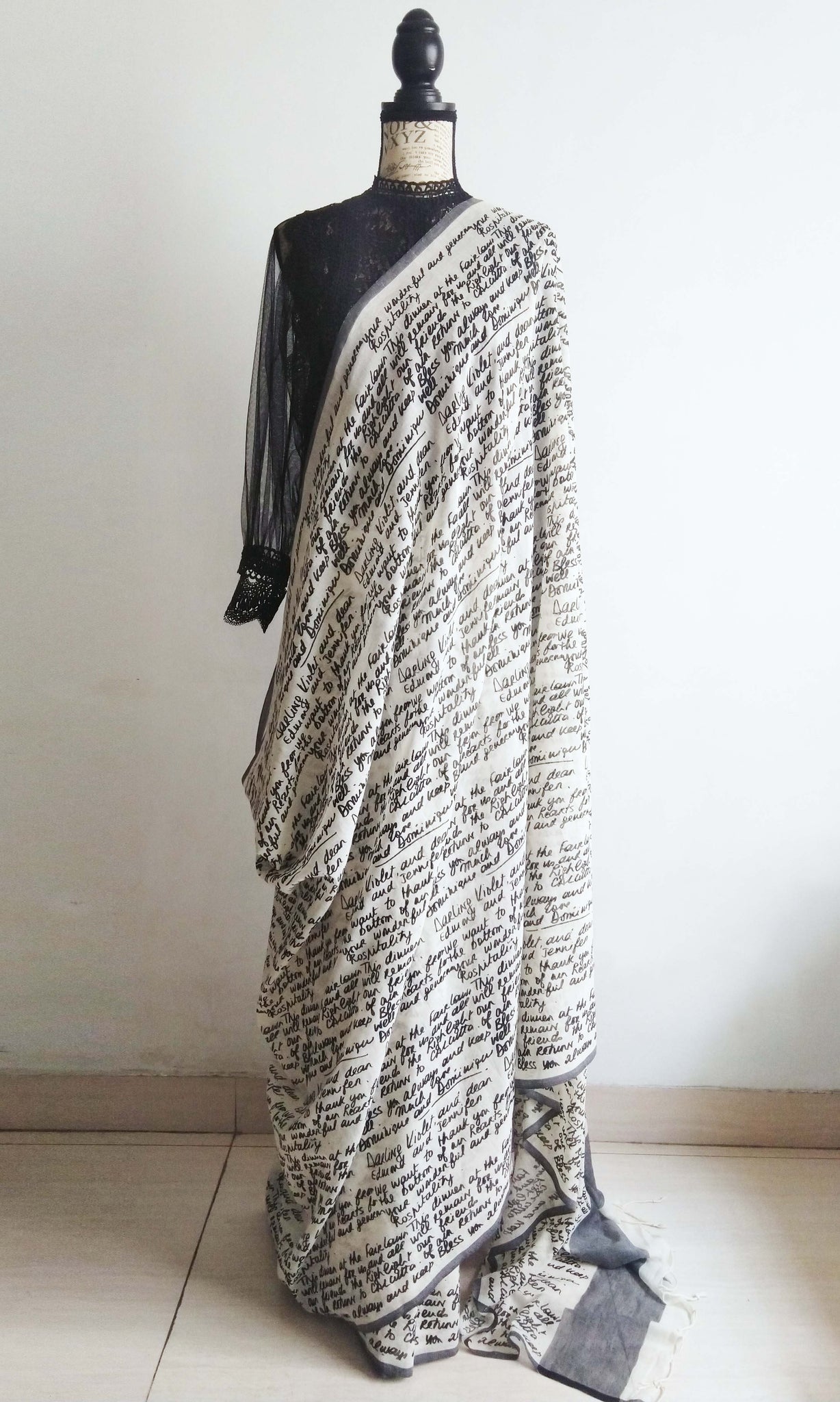 e16 Lapierre's Letter Sari I Screen Printed Soft Cotton | Ready To Ship