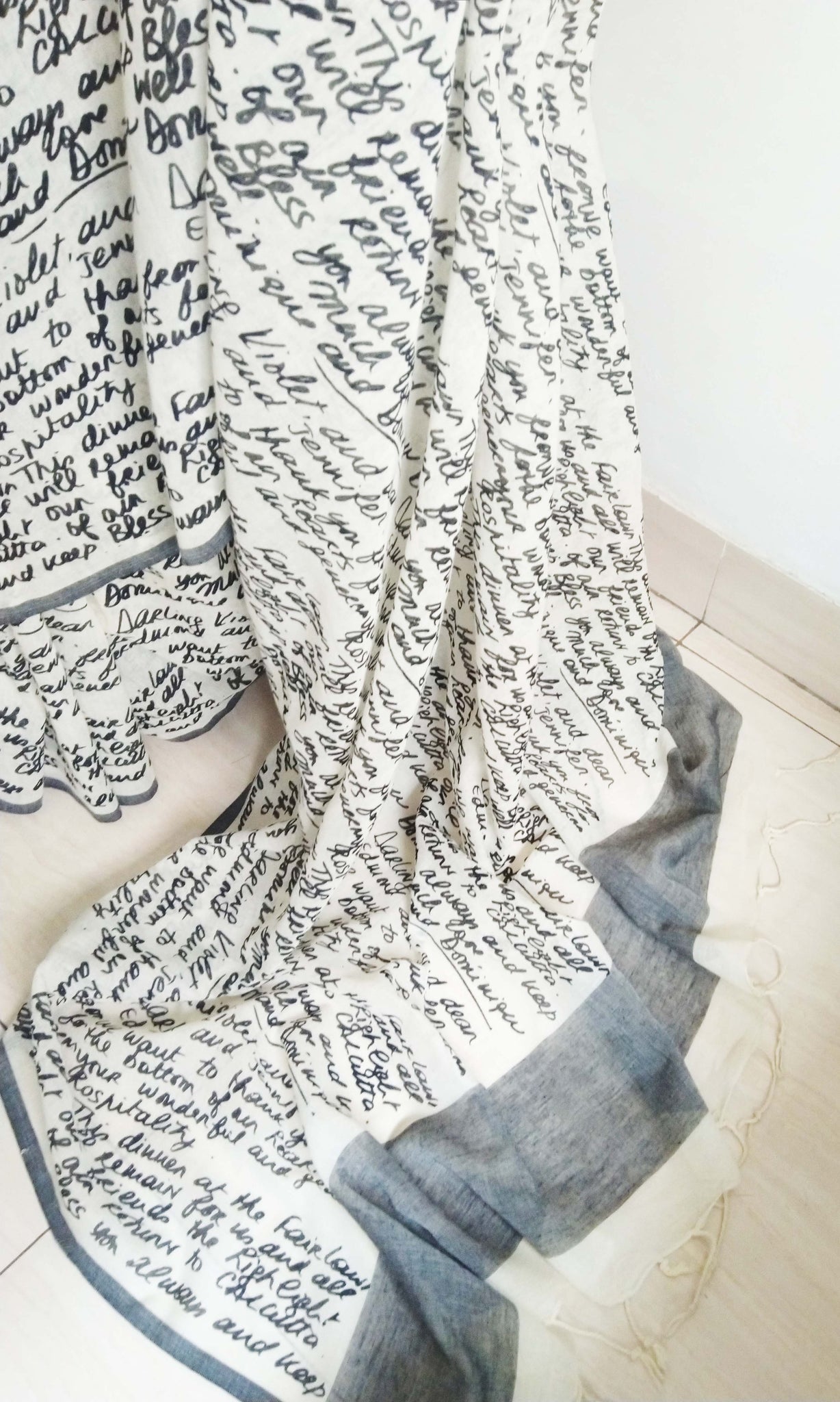 e16 Lapierre's Letter Sari I Screen Printed Soft Cotton | Ready To Ship