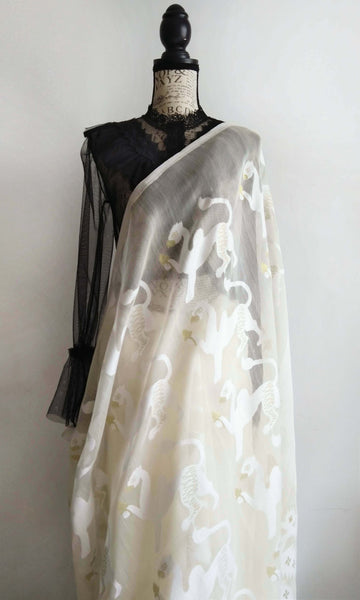 s24 Navagunjara Sari I Hand Woven Soft Silk-By-Cotton | Ready To Ship