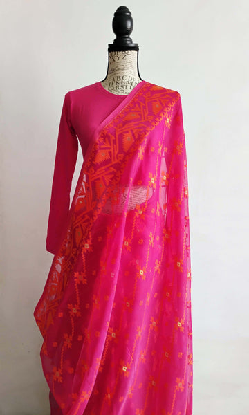 y74 Meena Buti Fine Jacquard Sari I Soft Silk-By-Cotton | Ready To Ship