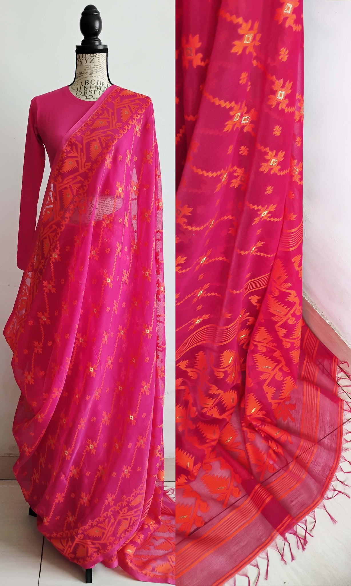 y74 Meena Buti Fine Jacquard Sari I Soft Silk-By-Cotton | Ready To Ship