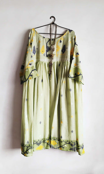 y35 Jamdani Flare Dress | Hand Woven Cotton | Sizes : Small, Medium & Large | Click To Find Size Chart | Ready To Ship