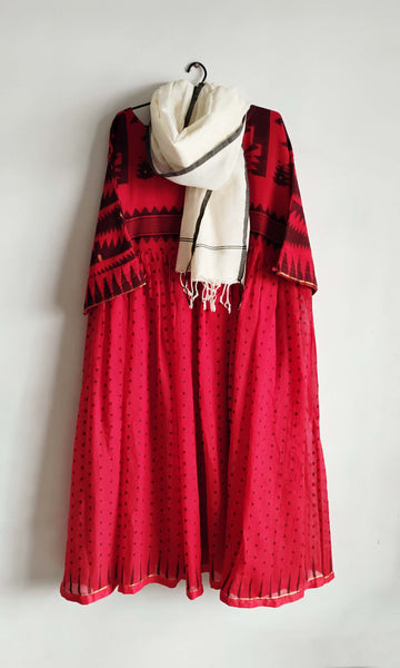 y22 Jamdani Flare Dress | Hand Woven Cotton | Sizes : Small, Medium & Large | Click To Find Size Chart | Ready To Ship