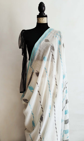 y30 Old Weave Jamdani Sari I Hand Woven Soft Cotton Mulmul | Ready To Ship