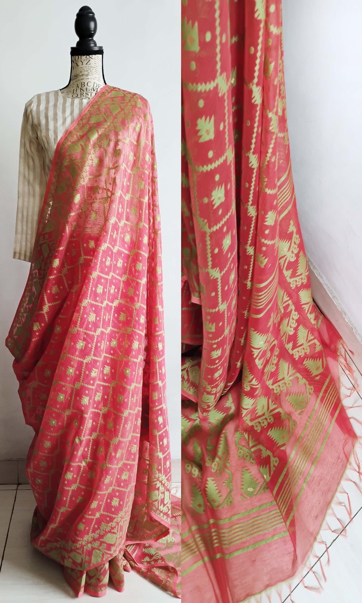 y08 Meena Buti Fine Jacquard Sari I Soft Silk-By-Cotton | Ready To Ship
