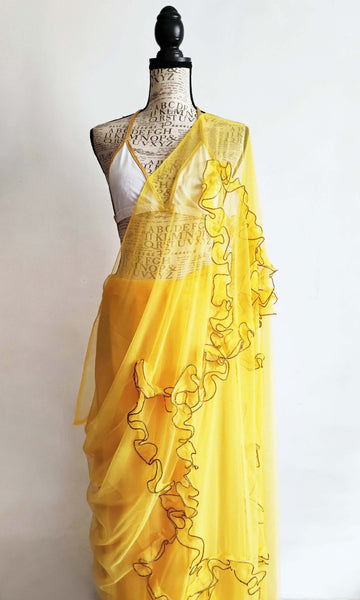 u89 Espoir Deconstructed Tulle Sari | Hand Textured Soft Tulle | Ready To Ship | Available