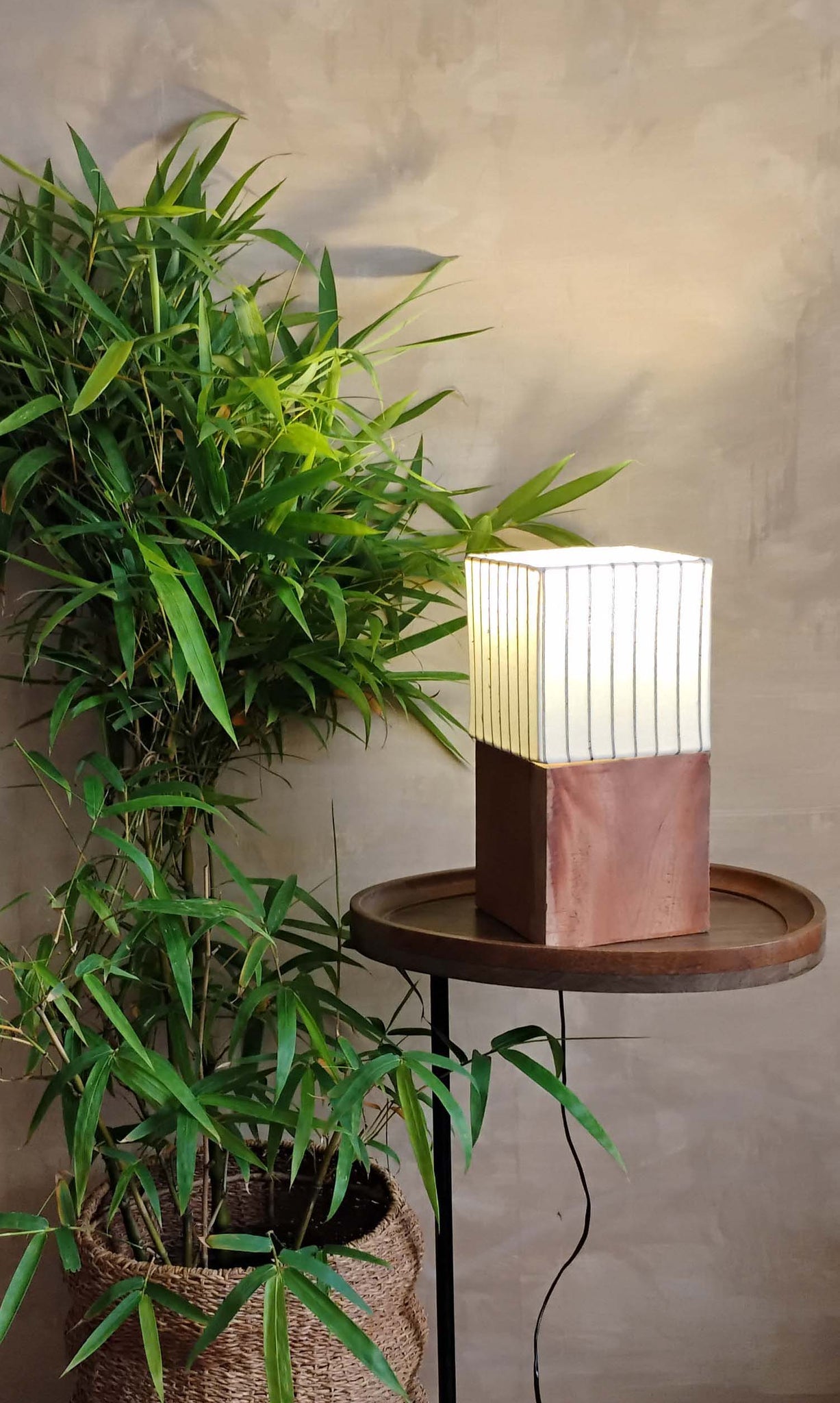 v38 Table Lamp | Mahogany Wood & Cotton