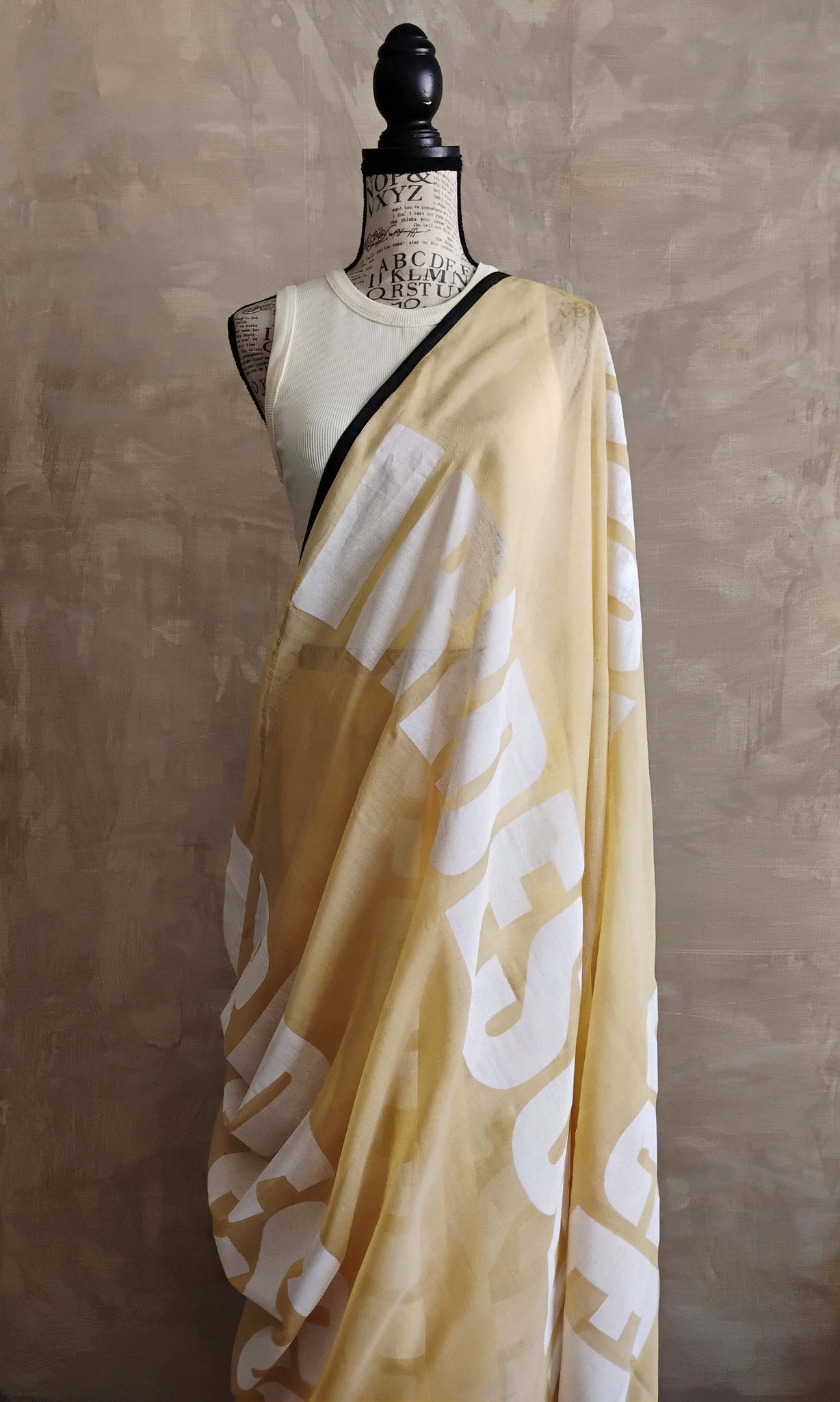 a78 Macro Font Sari Sari | Screen Printed Soft Cotton By Silk | Ready To Ship