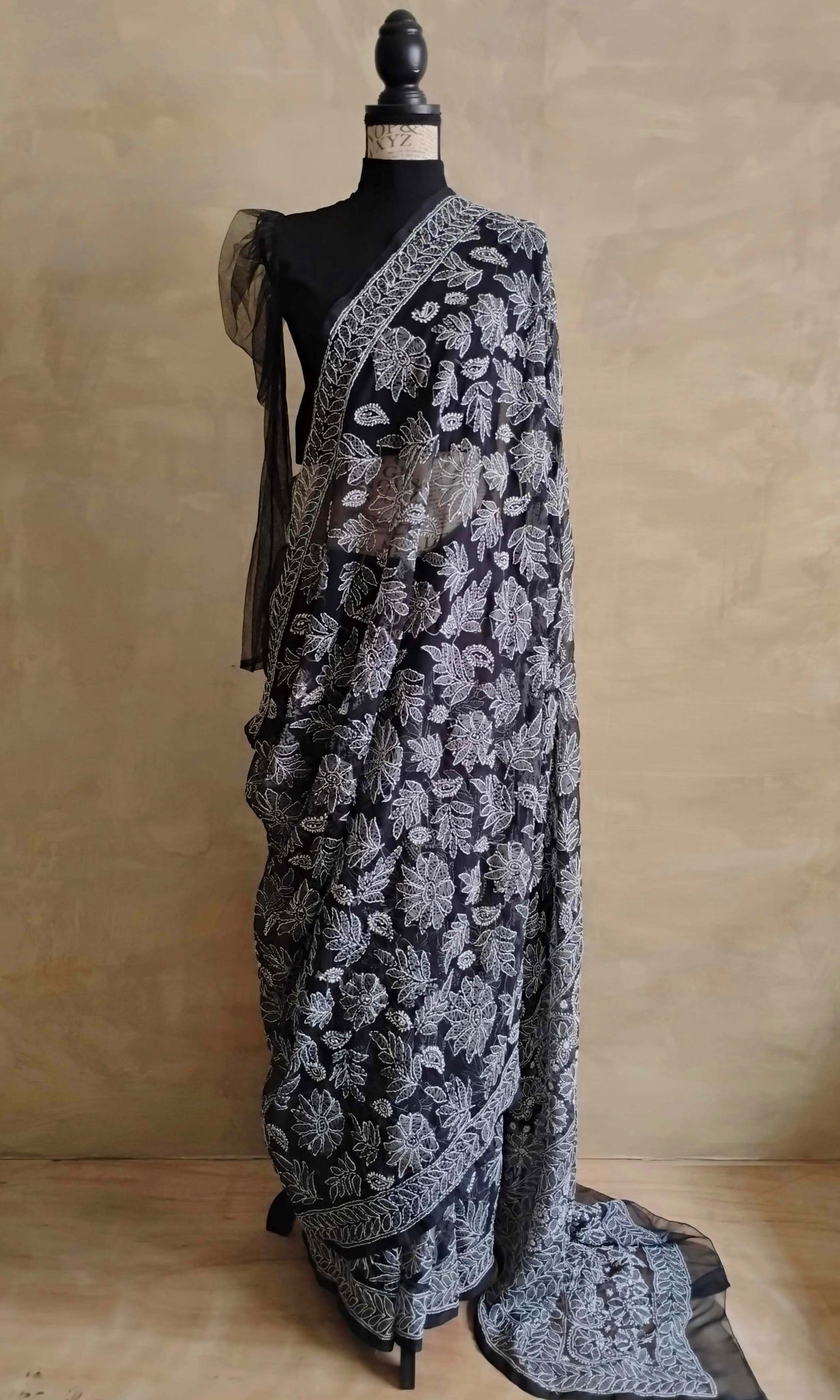 a05 Berjees Sari I Chikankari Hand Embroidered Premium Soft Chiffon | Ready To Ship