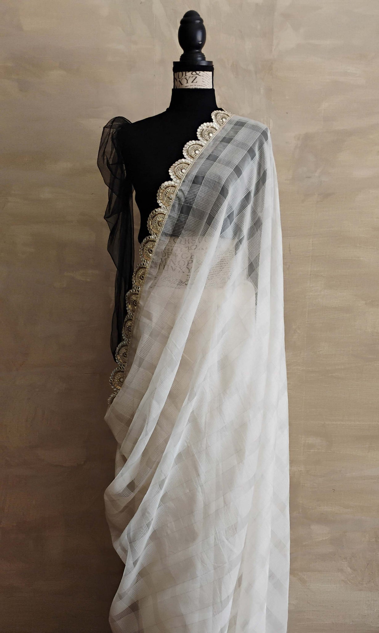 a23 Solange Sari | Soft Silk-By-Cotton Weave With Gota Patti Detailing | Ready To Ship
