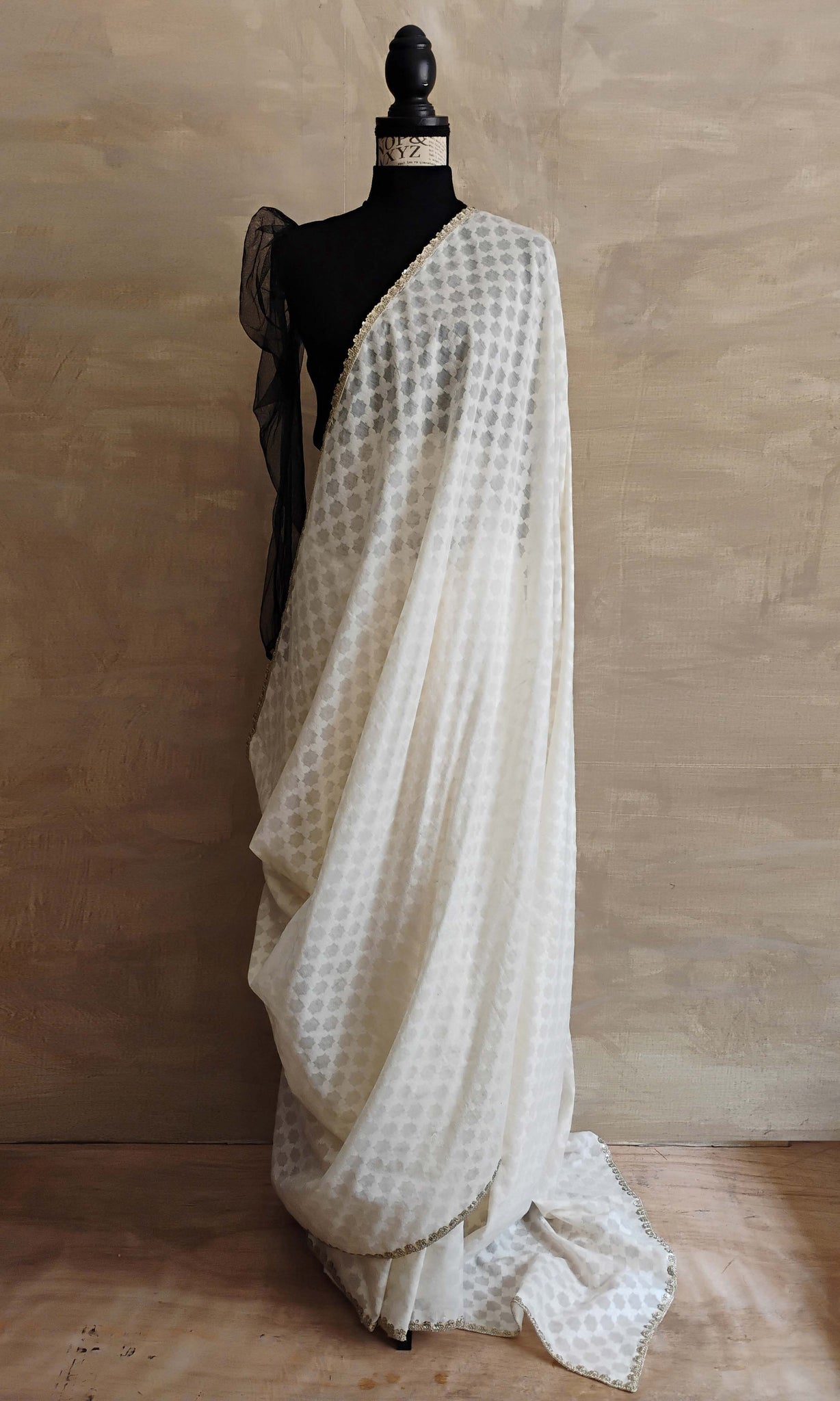 a24 Delia Sari | Soft Silk-By-Cotton Weave With Border Detailing | Ready To Ship