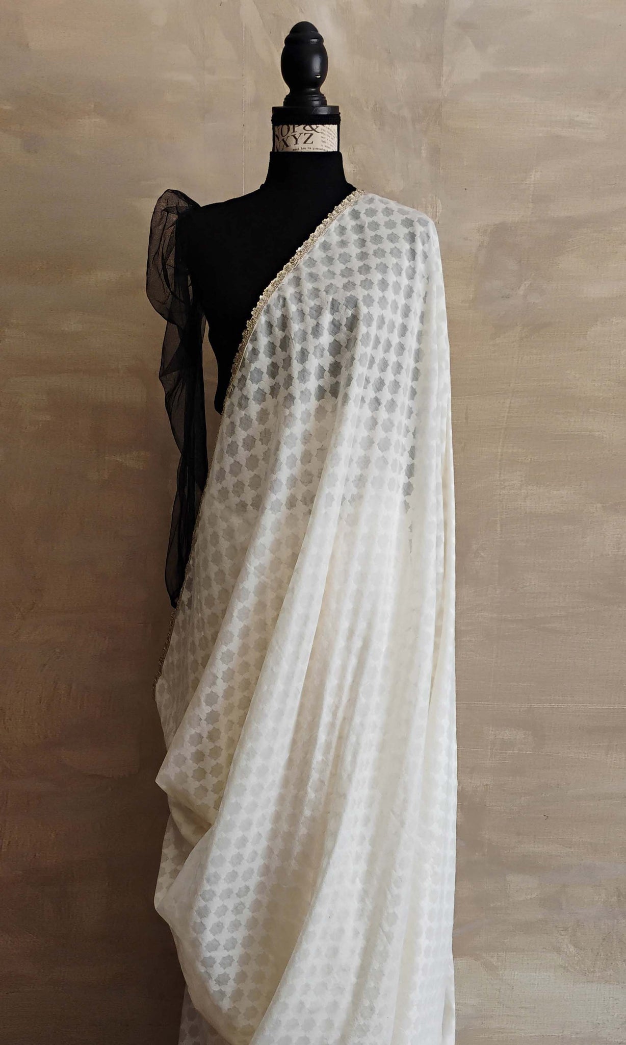 a24 Delia Sari | Soft Silk-By-Cotton Weave With Border Detailing | Ready To Ship