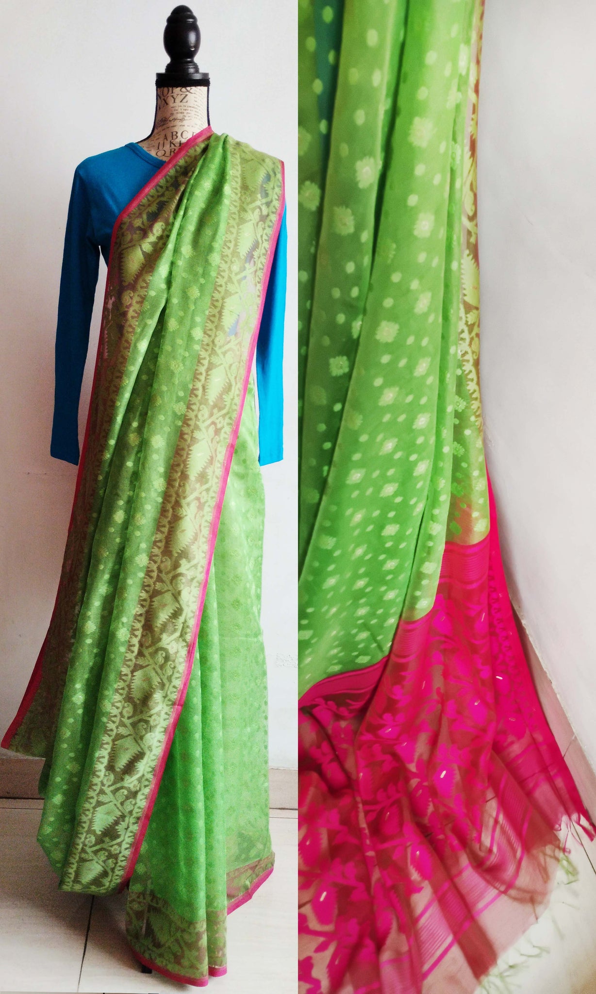 y76 Meena Buti Fine Jacquard Sari I Soft Silk-By-Cotton | Ready To Ship