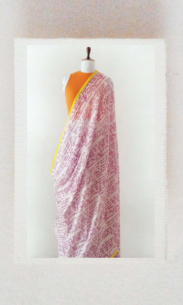 e90 Lapierre's Letter Sari I Screen Printed Soft Cotton | Ready To Ship