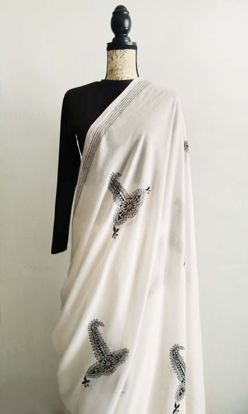 s15 Sarpech Kantha Sari I Fine Kantha Hand Embroidery On Soft Hand Woven Cotton
