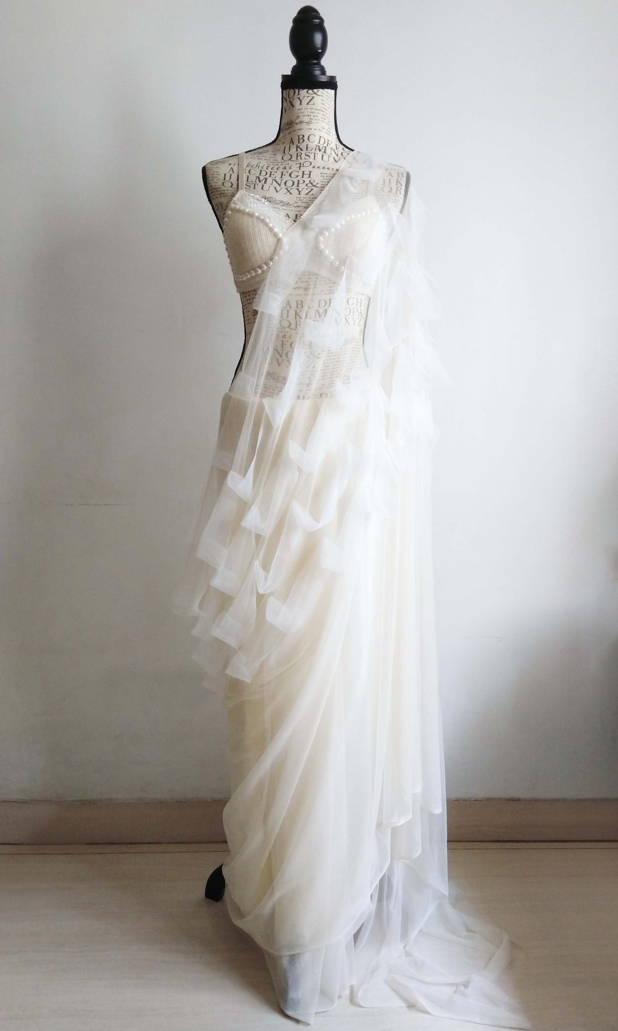 e55 Forty Winks Deconstructed Tulle Sari | Hand Textured Soft Tulle | On Pre-order
