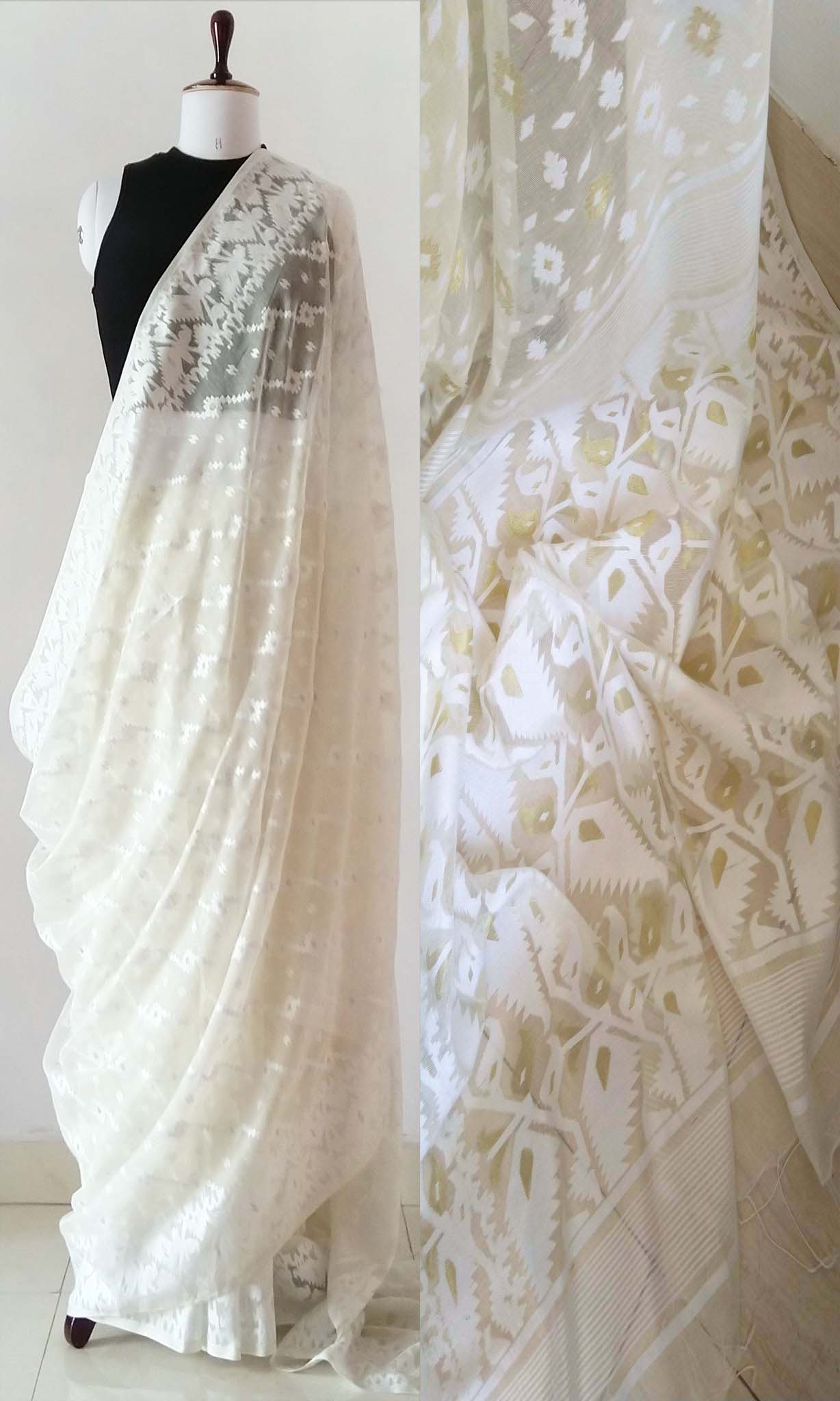 s34 Meena Buti Jacquard Sari I Soft Silk-By-Cotton | Ready To Ship