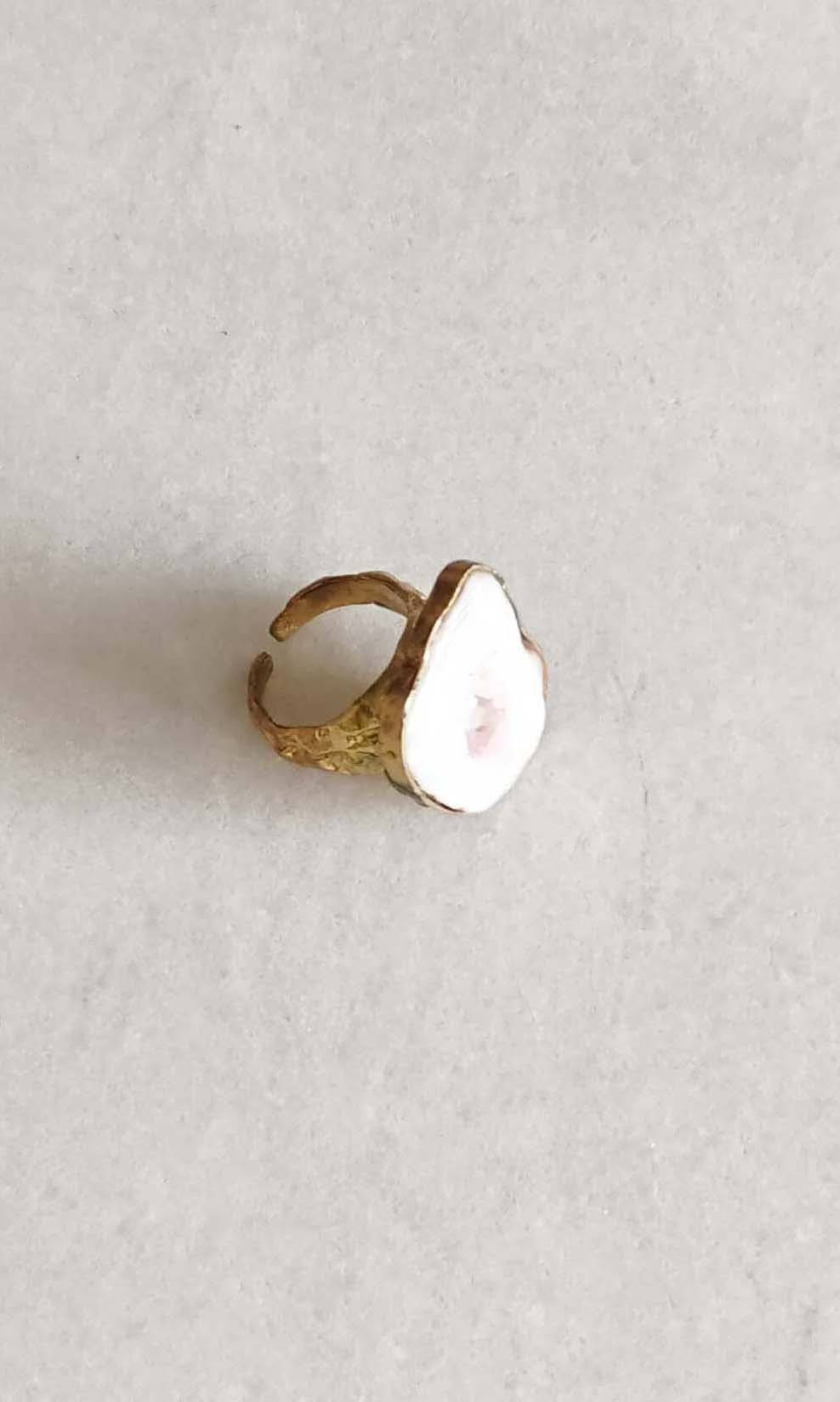 b30 Virtu Ring | Druzy Crystal, Alloy Of Brass, Copper & Silver | Non-Tarnishing | Adjustable Free Size | Ready To Ship