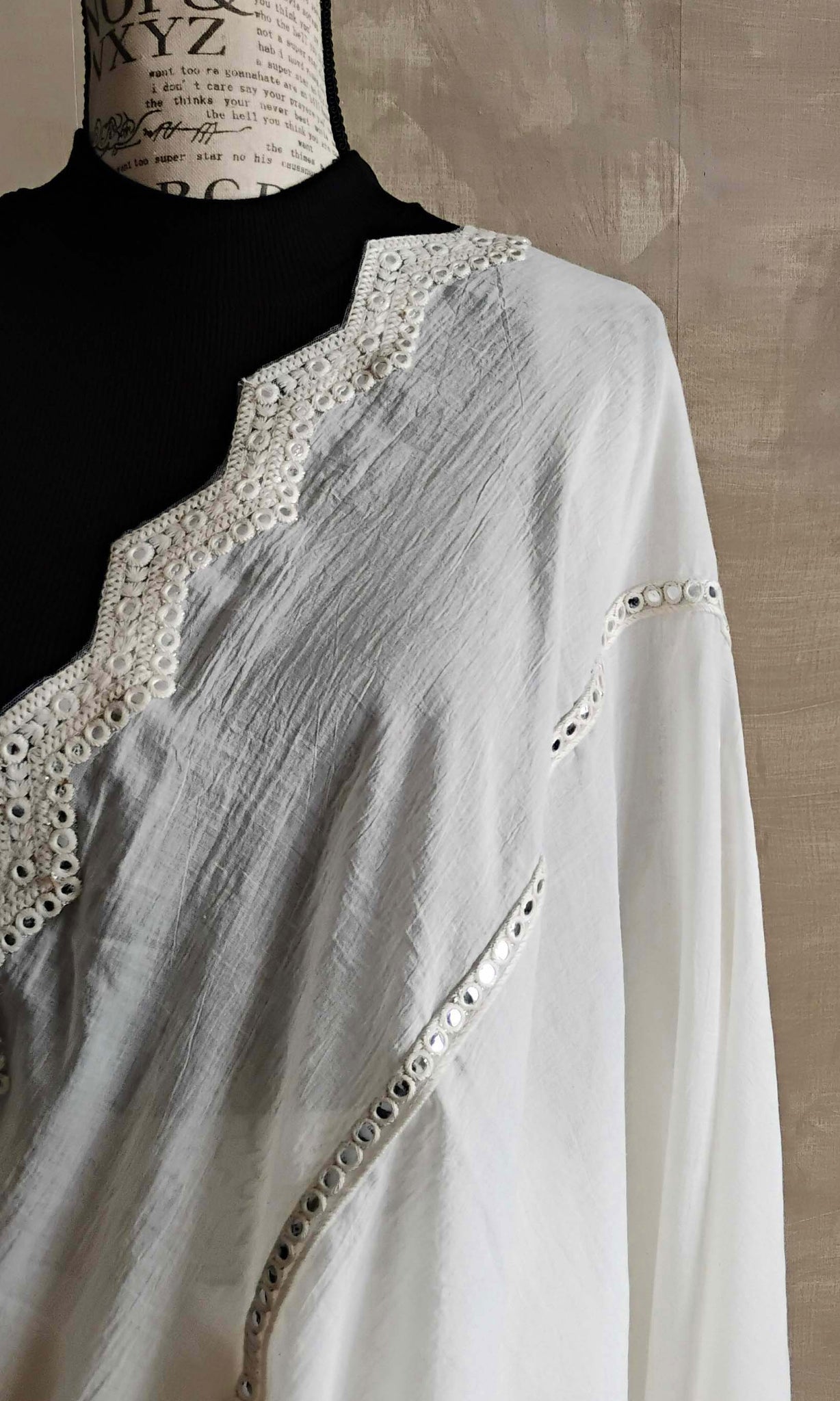 a12 Kora Sari | Unbleached Cotton Muslin | Extra Softened | Gota Patti Detailing | Ready To Ship