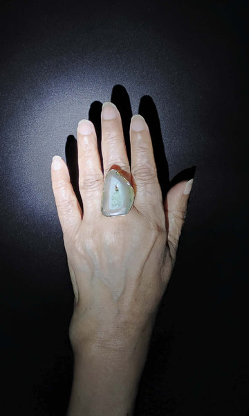 b31 Virtu Ring | Druzy Crystal, Alloy Of Brass, Copper & Silver | Non-Tarnishing | Adjustable Free Size | Ready To Ship