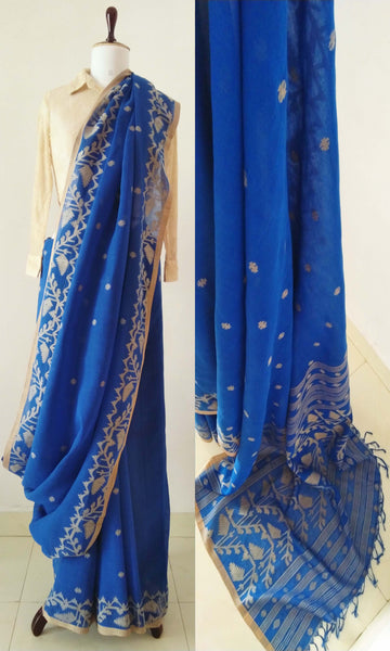 g36 Old Weave Jamdani Sari I Hand Woven Soft Cotton Mulmul