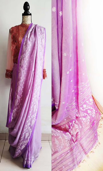 y67 Old Weave Jamdani Sari I Hand Woven Soft Cotton Mulmul | Ready To Ship