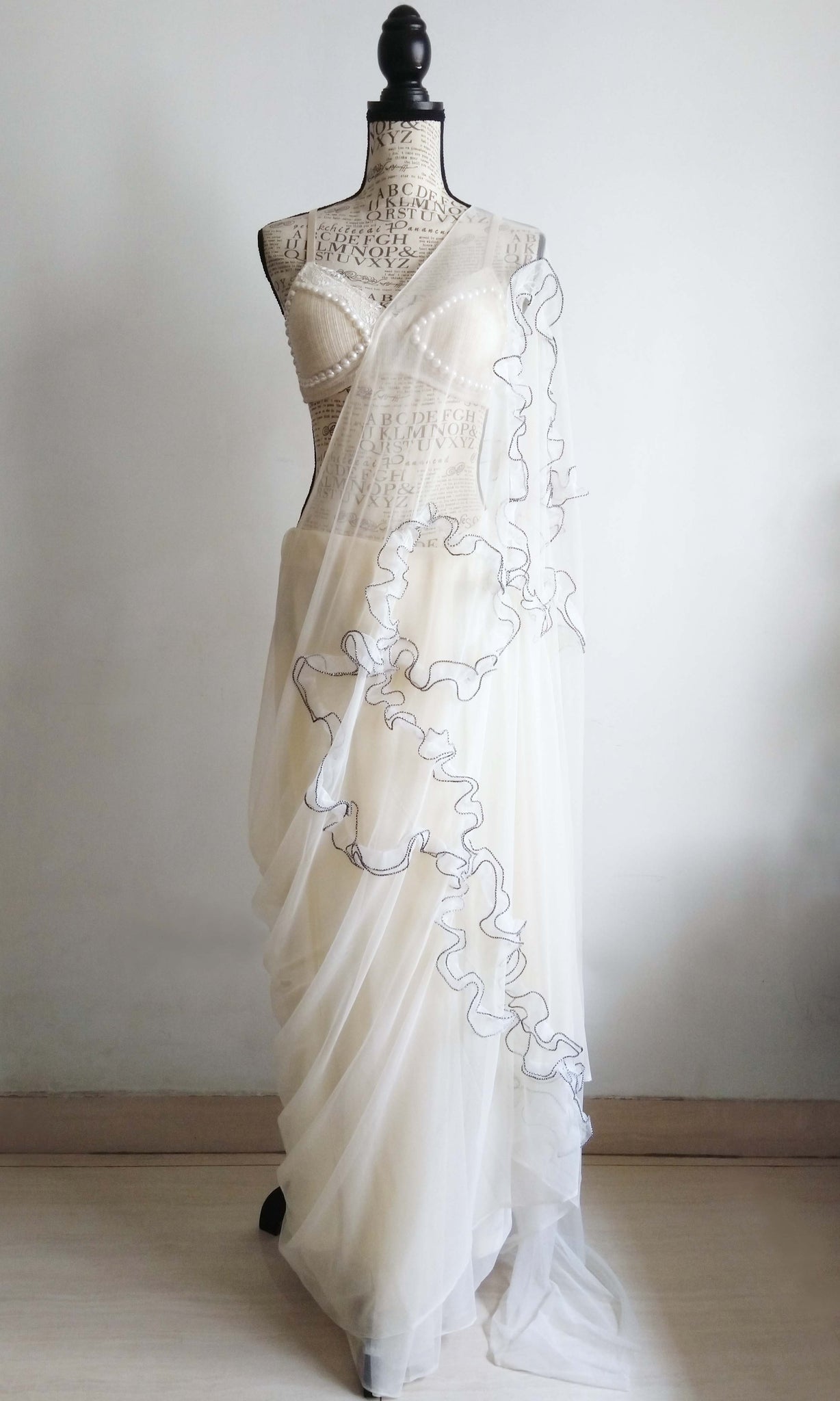 e53 Espoir Deconstructed Tulle Sari | Hand Textured Soft Tulle