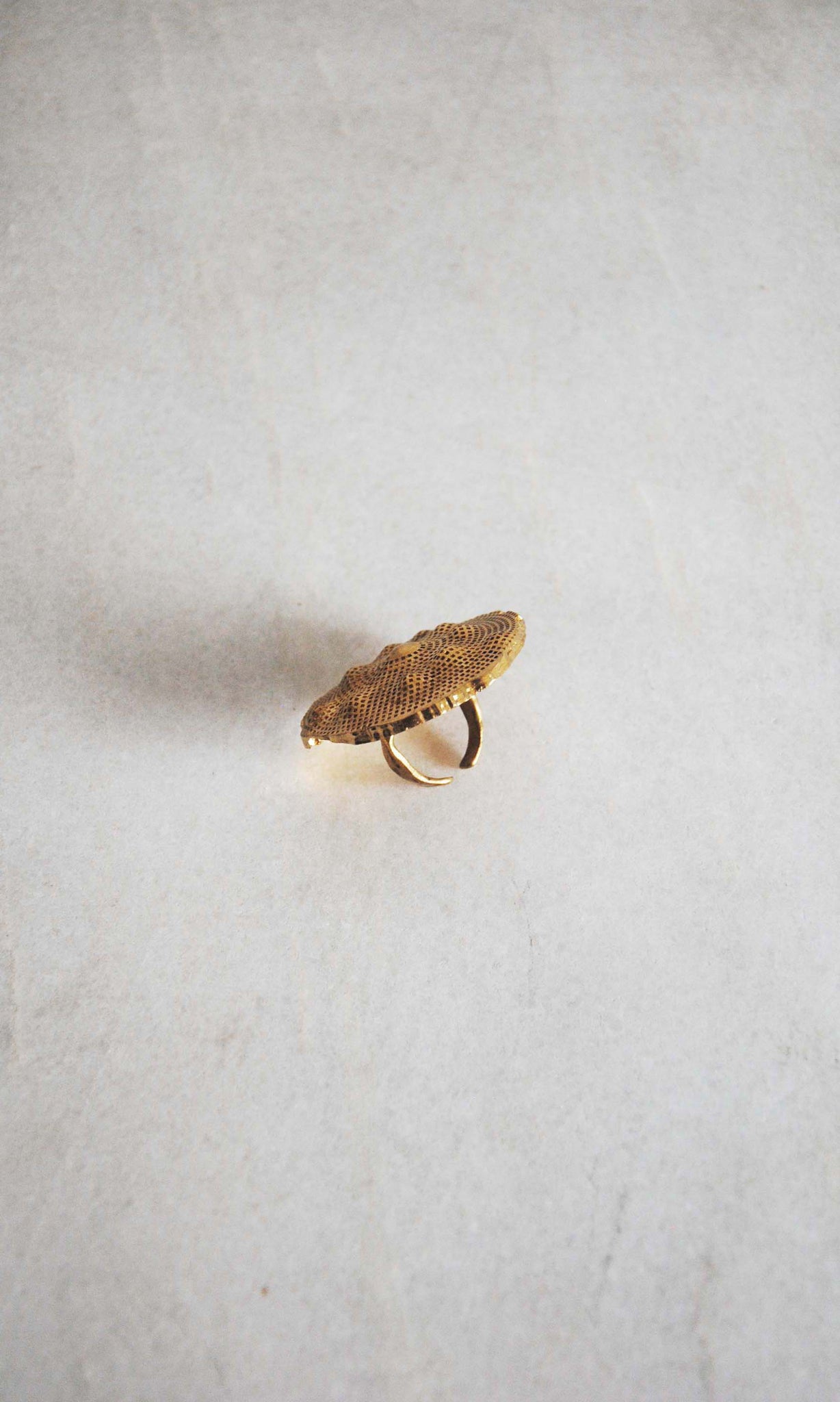 b51 Nummulite Paleon Ring | Alloy Of Brass, Copper & Silver | Non-Tarnishing | Adjustable Free Size | Ready To Ship