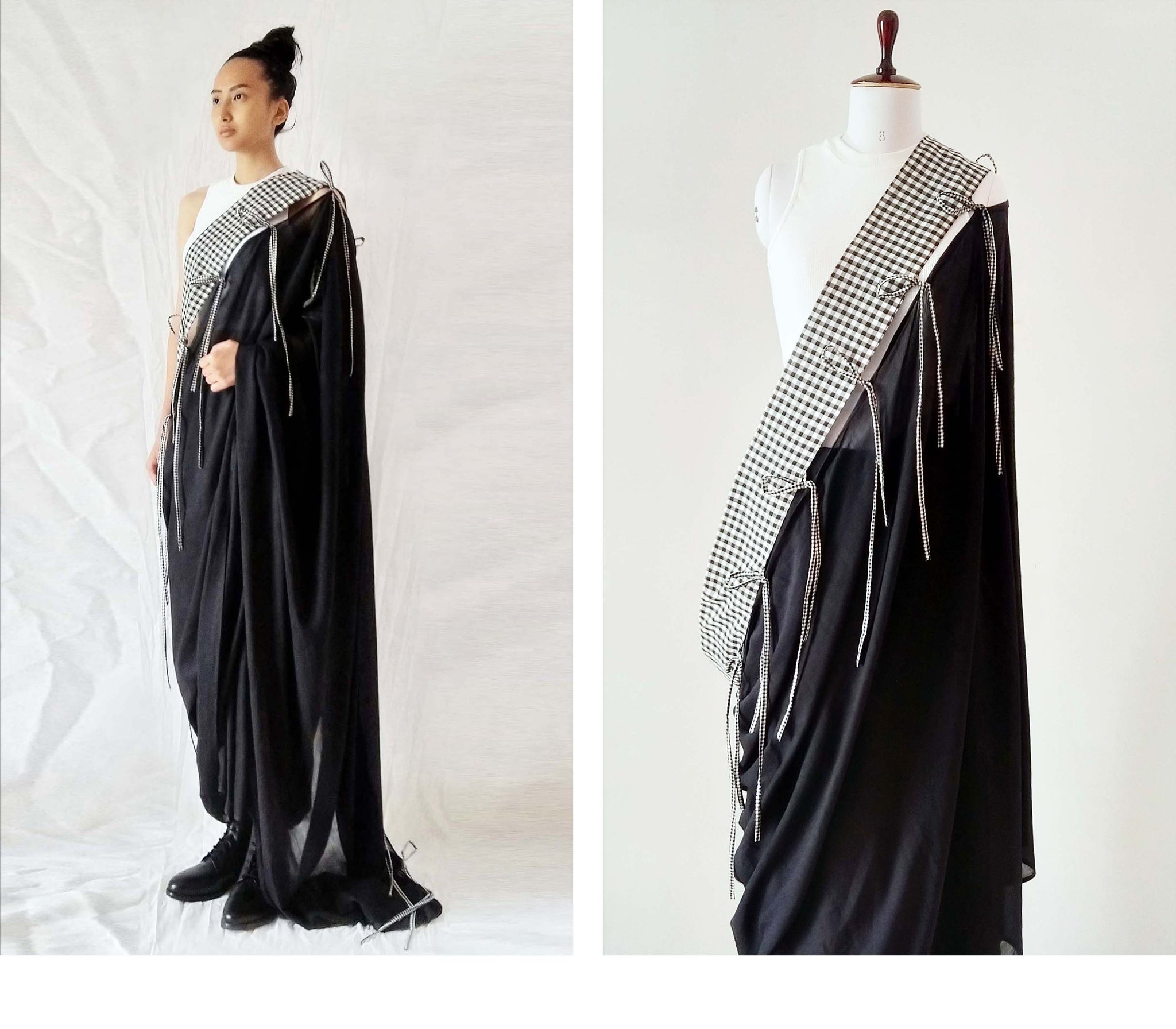 e06  Dialogue Deconstructed & Riveted Border Sari | Fine Count Soft Cotton | Ready To Ship