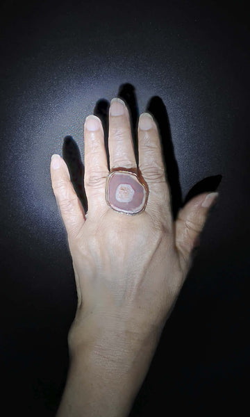 b32 Virtu Ring | Druzy Crystal, Alloy Of Brass, Copper & Silver | Non-Tarnishing | Adjustable Free Size | Ready To Ship