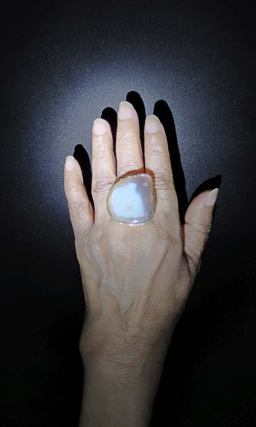 b33 Virtu Ring | Druzy Crystal, Alloy Of Brass, Copper & Silver | Non-Tarnishing | Adjustable Free Size | Ready To Ship