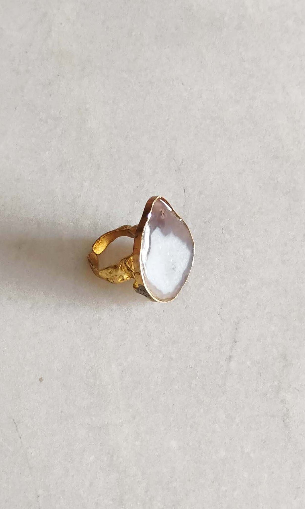 b33 Virtu Ring | Druzy Crystal, Alloy Of Brass, Copper & Silver | Non-Tarnishing | Adjustable Free Size | Ready To Ship
