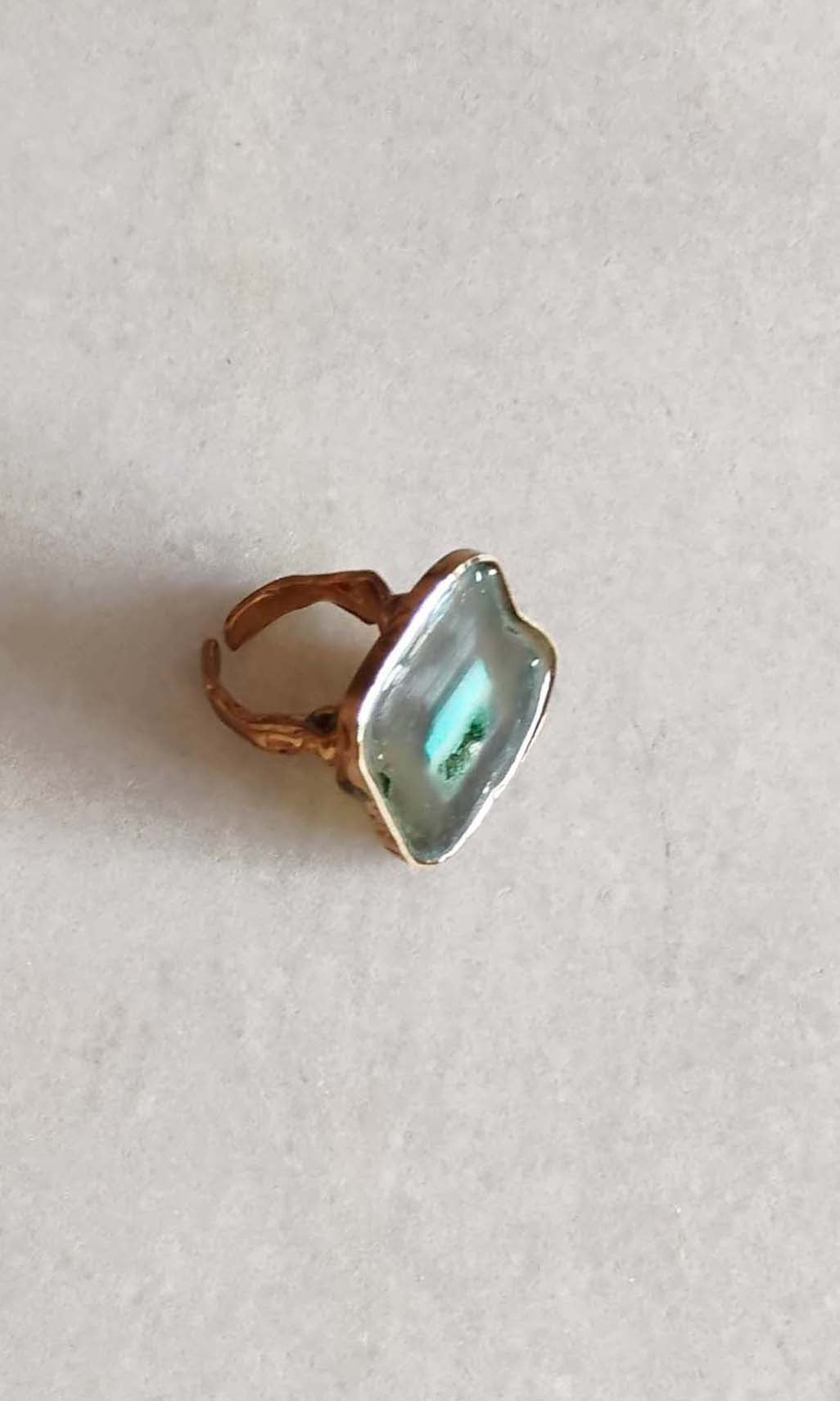 b34 Virtu Ring | Druzy Crystal, Alloy Of Brass, Copper & Silver | Non-Tarnishing | Adjustable Free Size | Ready To Ship