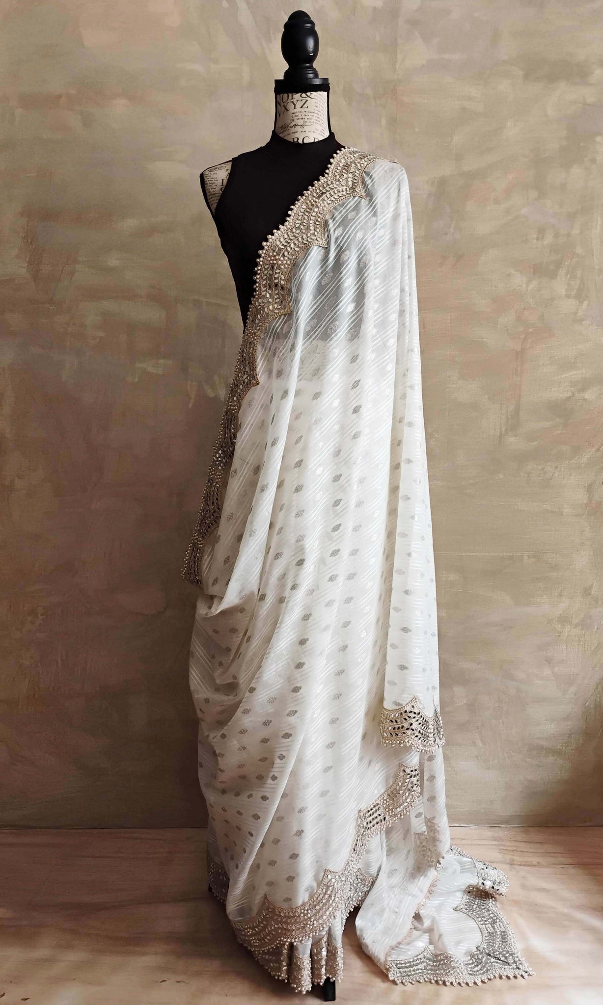 a61 Jael Sari I Soft Silk-By-Cotton Weave With Fine Beaded Border| Ready To Ship