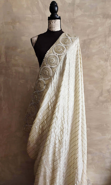 a30 Kezia Sari I Soft Tissue With Fine Sequin Work & Gota Patti Border | Ready To Ship