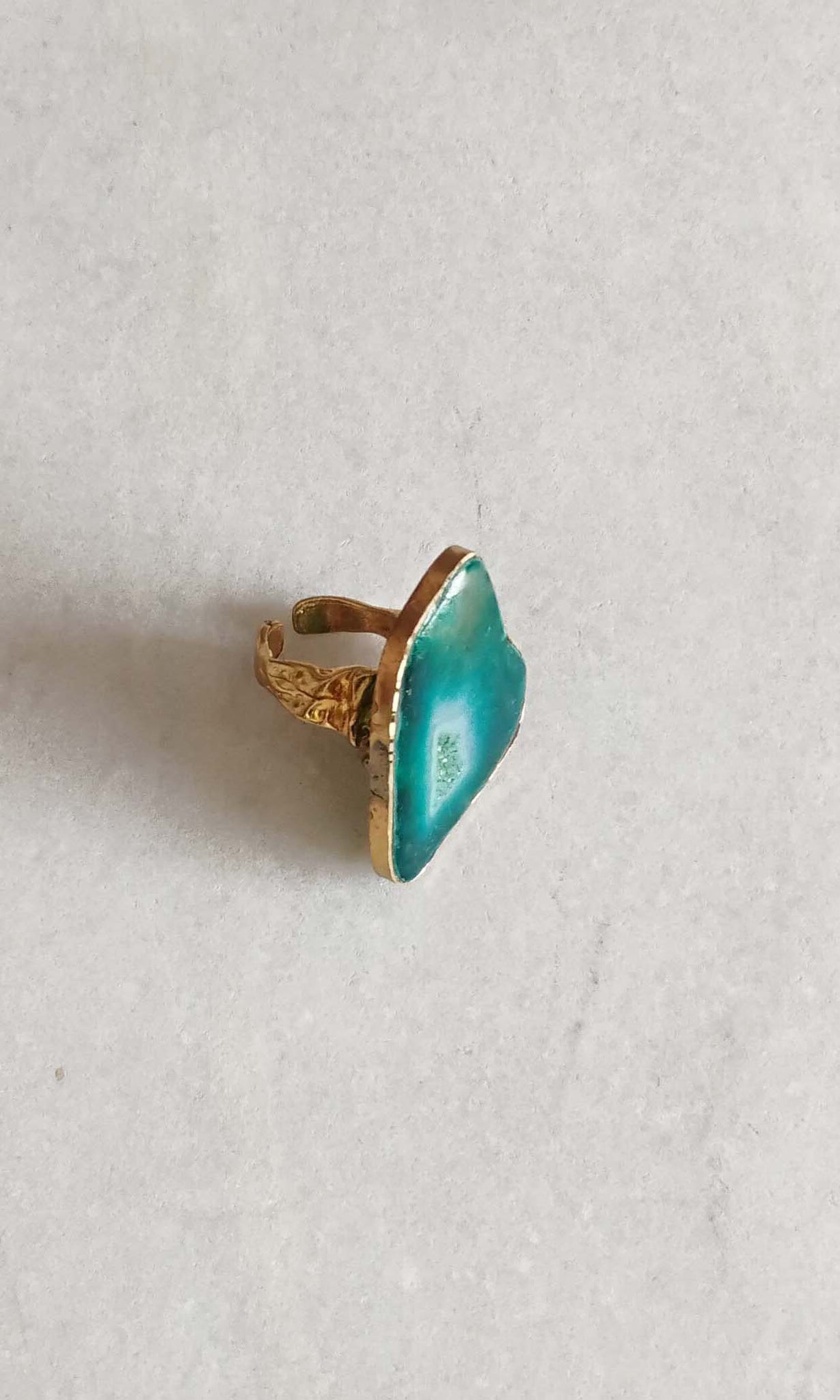 b37 Virtu Ring | Druzy Crystal, Alloy Of Brass, Copper & Silver | Non-Tarnishing | Adjustable Free Size | Ready To Ship