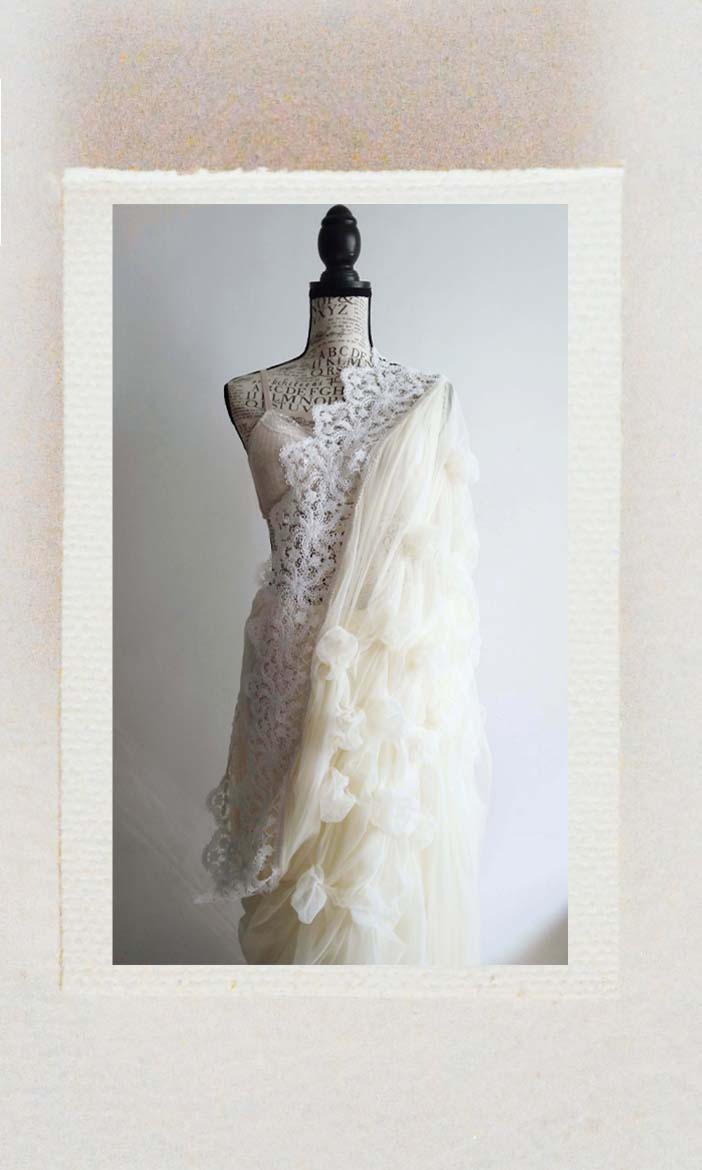 e46 Billow Tulle Sari I Hand Textured & Crocheted Soft Tulle