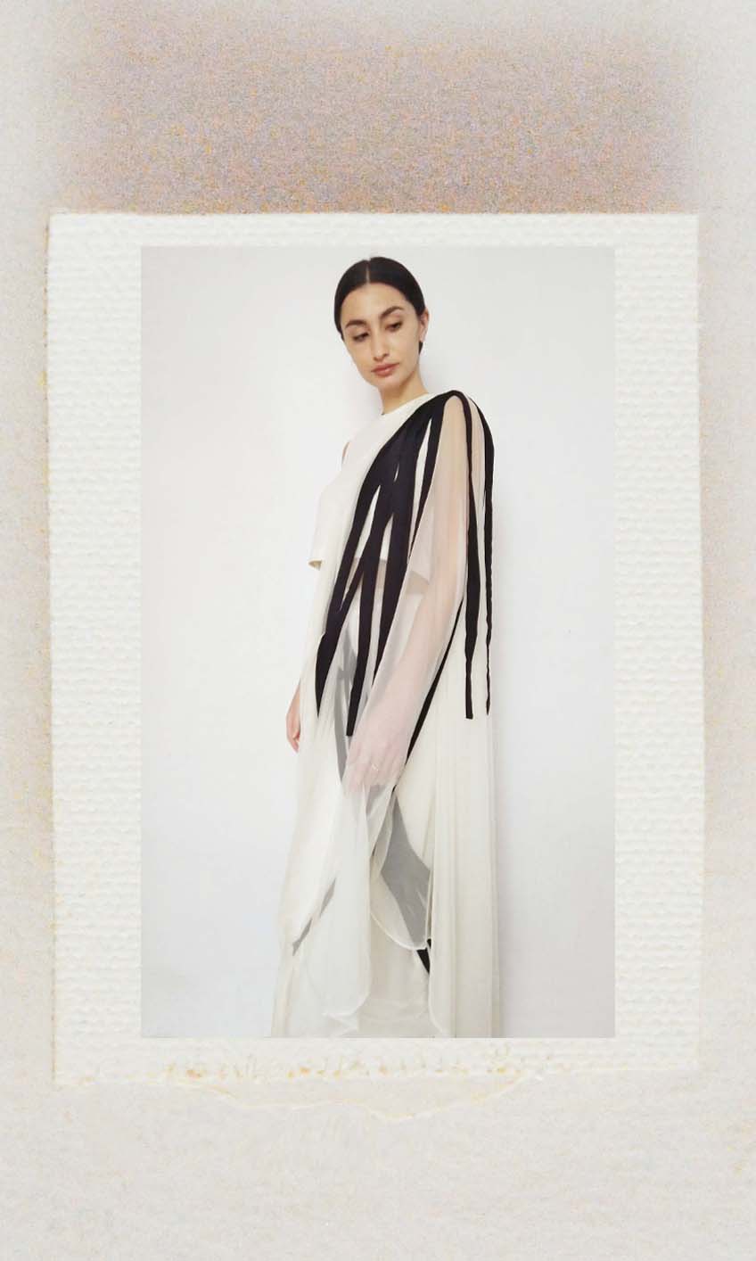 e50 Keep-You-Kimi Deconstructed Tulle Sari | Detailed Soft Tulle