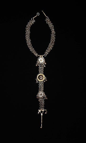 x26 Sankli Lariat Neckpiece | Costume Jewellery | Alloy Of Silver & Nickel | Rustic Finish | Ready To Ship